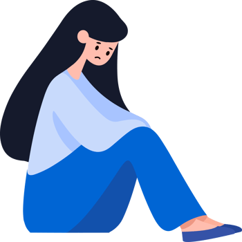 Hand Drawn teenage character is depressed in flat style png