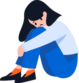 Hand Drawn teenage character is depressed in flat style png