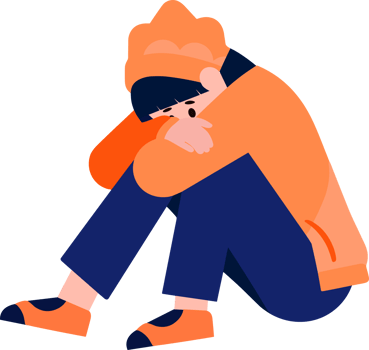 Hand Drawn teenage character is depressed in flat style png