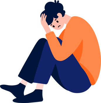Hand Drawn teenage character is depressed in flat style png