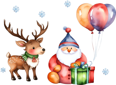 AI generated Watercolor painting of cute reindeer with a Christmas theme. Ai-generated. png