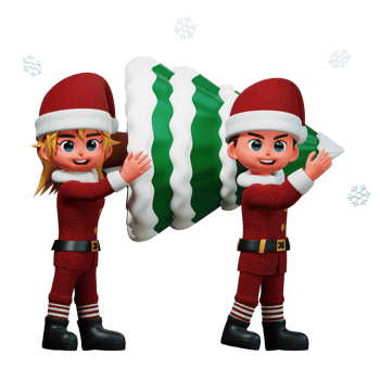 3D Character Christmas Couple Illustration png