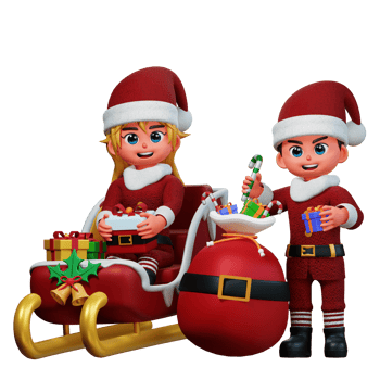 3D Character Christmas Couple Illustration png