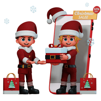 3D Character Christmas Couple Illustration png