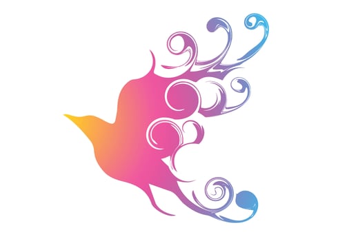 Abstract Colorful swirl wave artwork of bird crow pigeon flying for t shirt wall painting or background wallpaper vector