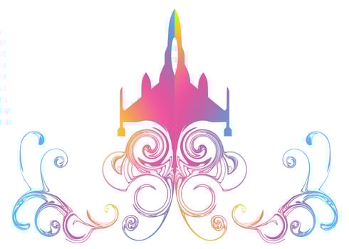 Abstract Colorful swirl wave artwork of jet aeroplane war plane flying silhouette for t shirt wall painting or background wallpaper vector