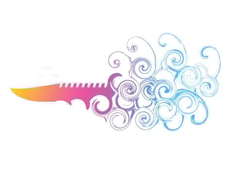 Abstract Colorful swirl wave artwork of knife blade bayonet silhouette for t shirt wall painting or background wallpaper vector