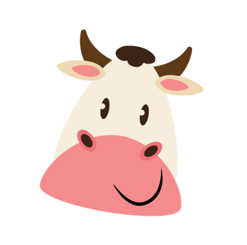cute cow face character png