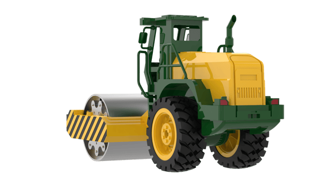 Construction machine. Road roller isolated on background. 3d rendering - illustration png