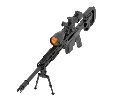 Firearm with scope isolated on background. 3d rendering - illustration png