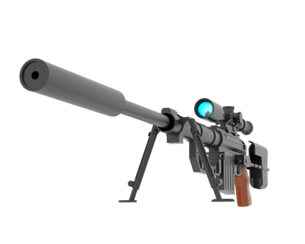 Firearm with scope isolated on background. 3d rendering - illustration png