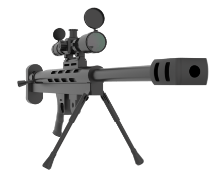 Firearm with scope isolated on background. 3d rendering - illustration png