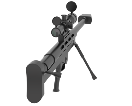 Firearm with scope isolated on background. 3d rendering - illustration png