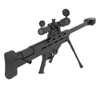 Firearm with scope isolated on background. 3d rendering - illustration png