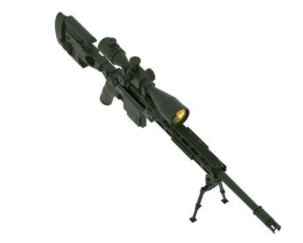 Firearm with scope isolated on background. 3d rendering - illustration png