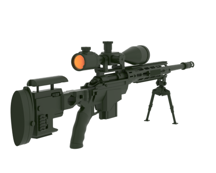 Firearm with scope isolated on background. 3d rendering - illustration png