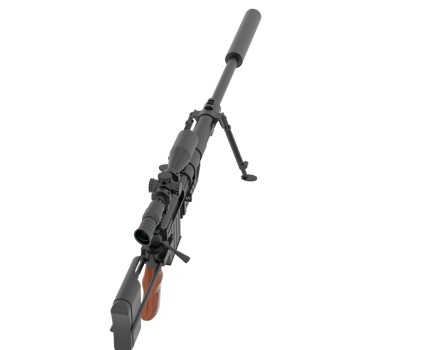 Firearm with scope isolated on background. 3d rendering - illustration png