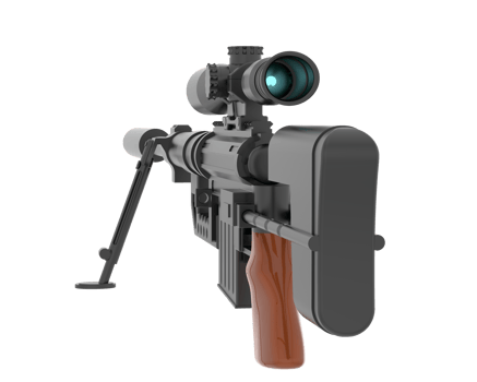Firearm with scope isolated on background. 3d rendering - illustration png