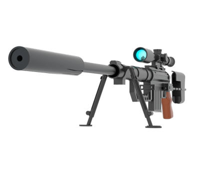 Firearm with scope isolated on background. 3d rendering - illustration png