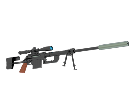 Firearm with scope isolated on background. 3d rendering - illustration png