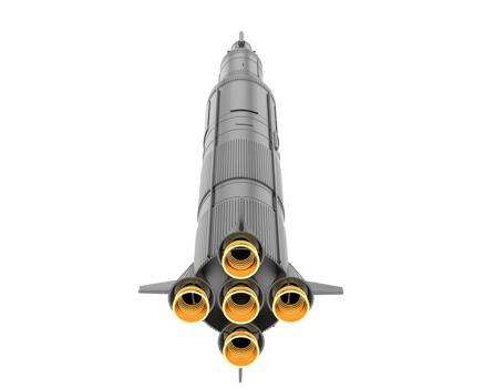 Rocket isolated on background. 3d rendering - illustration png