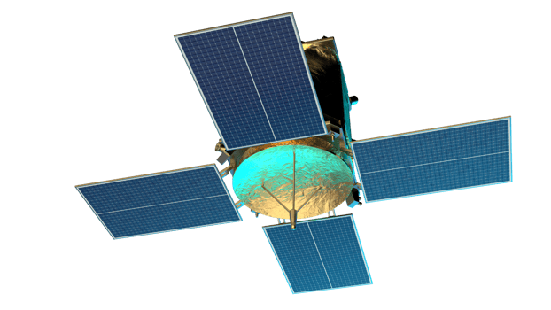 Space satellite orbiting in space. 3d rendering - illustration png