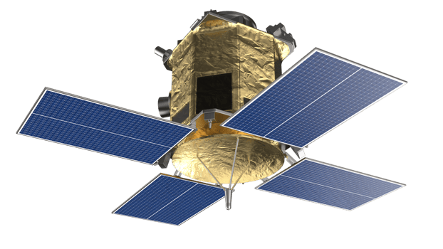 Space satellite orbiting in space. 3d rendering - illustration png