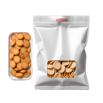 Invisible Allure, Top View Blank Plastic Snack Bag Mockup on Transparency png