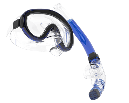 Snorkeling dive mask isolated on background. 3d rendering - illustration png
