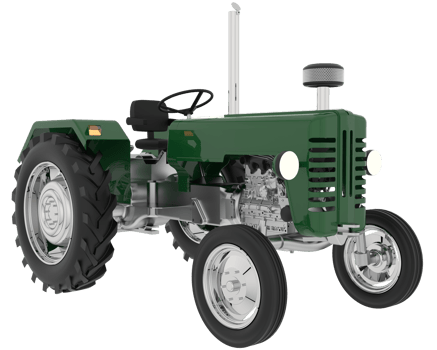 Old tractor isolated on background. 3d rendering - illustration png