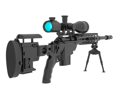 Firearm with scope isolated on  background. 3d rendering - illustration png