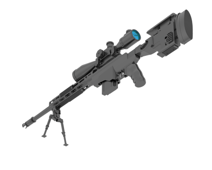 Firearm with scope isolated on  background. 3d rendering - illustration png