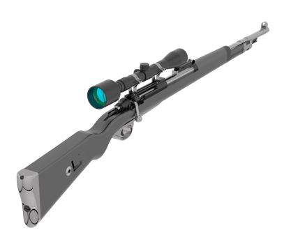 Firearm with scope isolated on  background. 3d rendering - illustration png