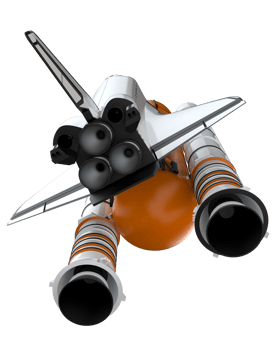 Space shuttle scene. Perspective view isolated on  background. 3d rendering - illustration png