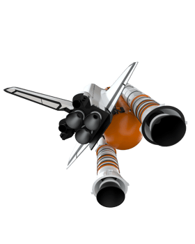 Space shuttle scene. Perspective view isolated on  background. 3d rendering - illustration png
