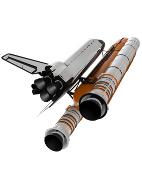 Space shuttle scene. Perspective view isolated on  background. 3d rendering - illustration png
