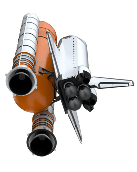 Space shuttle scene. Perspective view isolated on  background. 3d rendering - illustration png