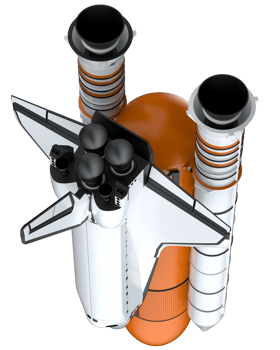 Space shuttle scene. Perspective view isolated on  background. 3d rendering - illustration png