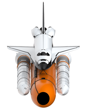 Space shuttle scene. Perspective view isolated on  background. 3d rendering - illustration png