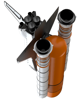 Space shuttle scene. Perspective view isolated on  background. 3d rendering - illustration png