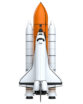 Space shuttle scene. Perspective view isolated on  background. 3d rendering - illustration png