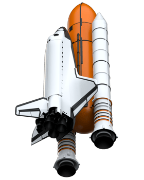 Space shuttle scene. Perspective view isolated on  background. 3d rendering - illustration png