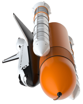 Space shuttle scene. Perspective view isolated on  background. 3d rendering - illustration png