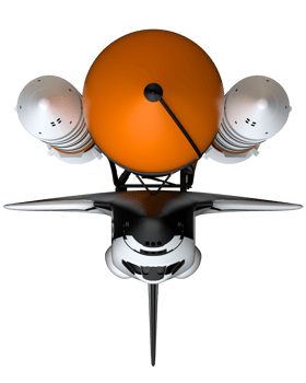 Space shuttle scene. Perspective view isolated on  background. 3d rendering - illustration png