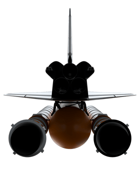 Space shuttle scene. Perspective view isolated on  background. 3d rendering - illustration png