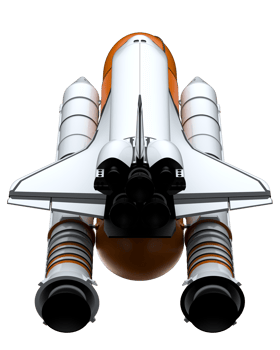 Space shuttle scene. Perspective view isolated on  background. 3d rendering - illustration png