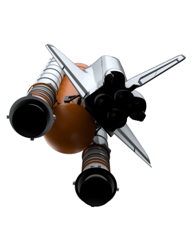 Space shuttle scene. Perspective view isolated on  background. 3d rendering - illustration png