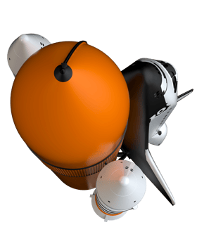 Space shuttle scene. Perspective view isolated on  background. 3d rendering - illustration png