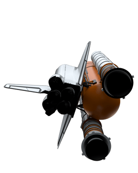 Space shuttle scene. Perspective view isolated on  background. 3d rendering - illustration png