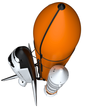 Space shuttle scene. Perspective view isolated on  background. 3d rendering - illustration png